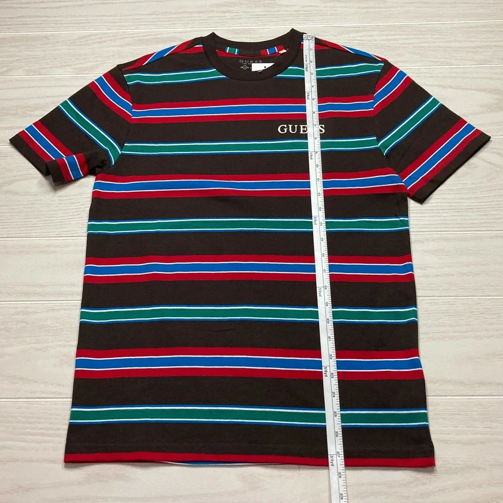 Guess Los Angeles Men's Autumn Stripe Techno Retro Spellout T-Shirt Size Small - Picture 8 of 8
